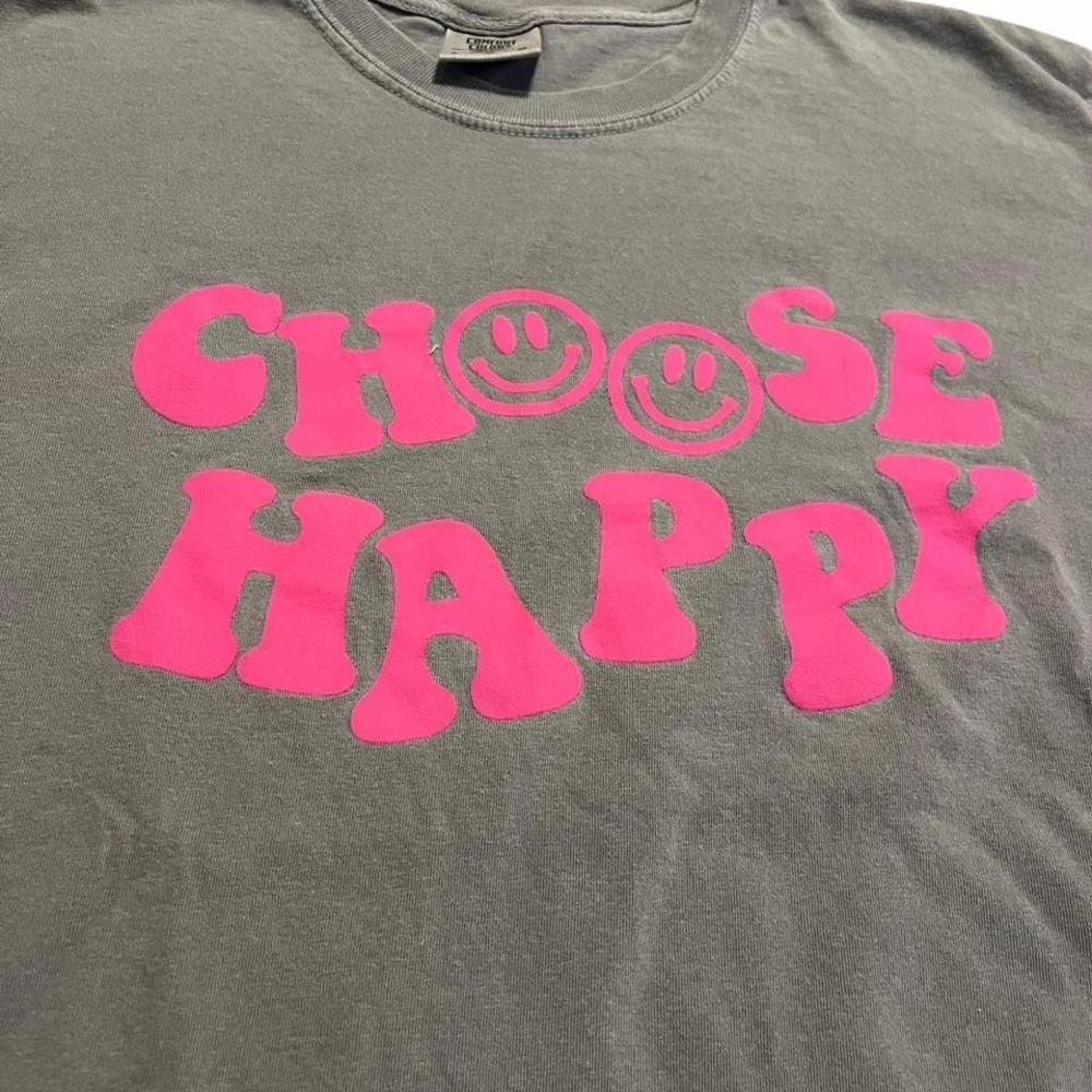 Graphic Tee "Choose Happy" Womens Medium - Picture 3 of 4
